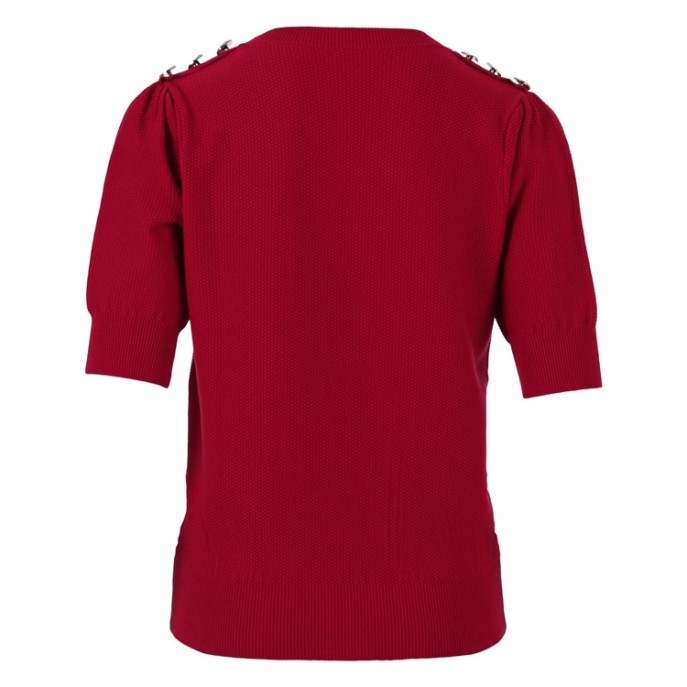 Enjoy Pullover korte mouw 892155 schouder knopen Rood